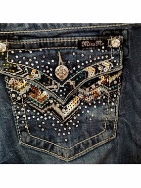 Gorgeous Miss Me Signature Rise Boot Embellished Jeans With 33” Inseam